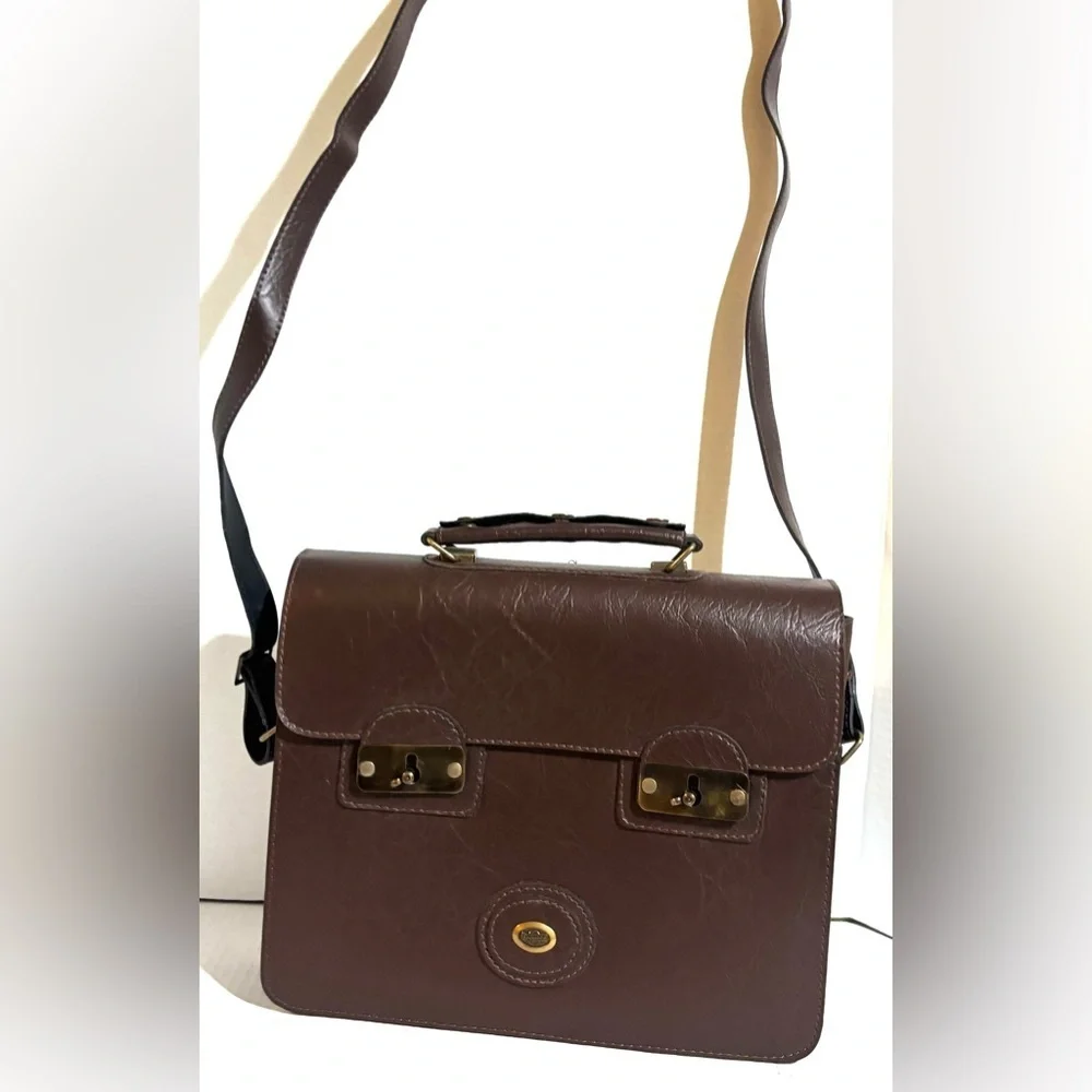 Feranda unisex Classic Brown PVC leather Men's Bag
